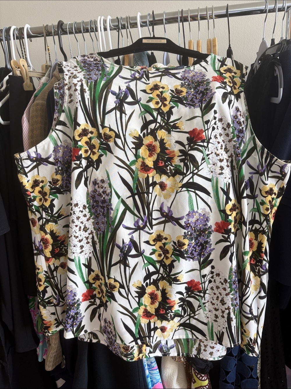 Tommy Hilfiger Floral Sleeveless Print Tunic in Green, Purple, Black, Size XXL - Picture 2 of 6
